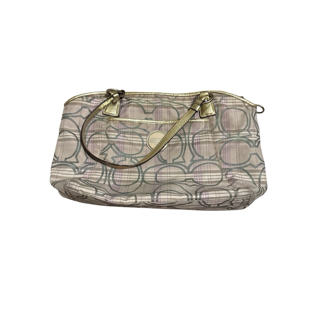 Coach Vintage Y2K Signature Canvas and Patent‎ Leather Bag Lilac